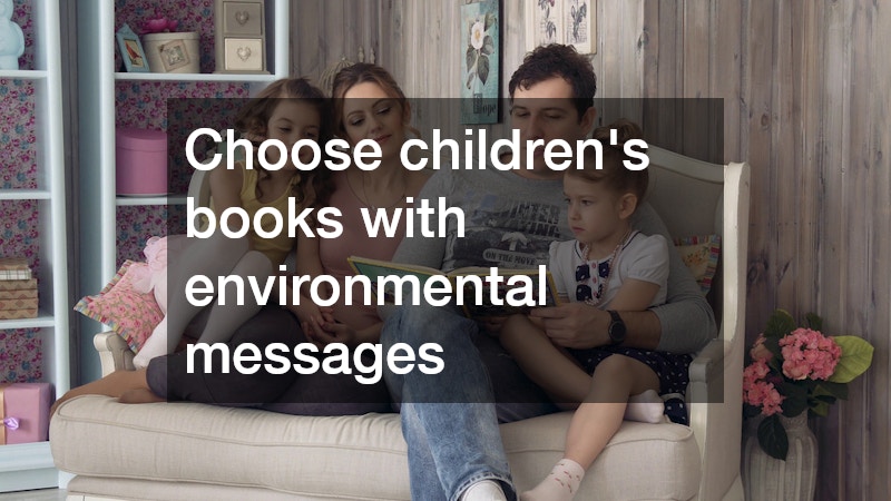 parents reading a book to two kids on a couch